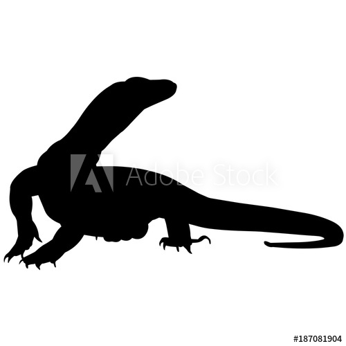 500x500 Komodo Dragon Silhouette Vector Graphics
