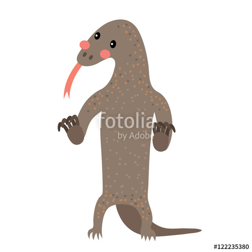 500x500 Komodo Dragon Standing On Two Legs Animal Cartoon Character