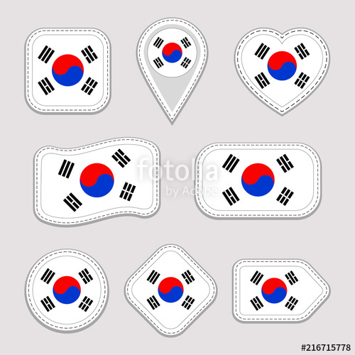 500x500 South Korea Flag Vector Set South Korean National Flags Stickers