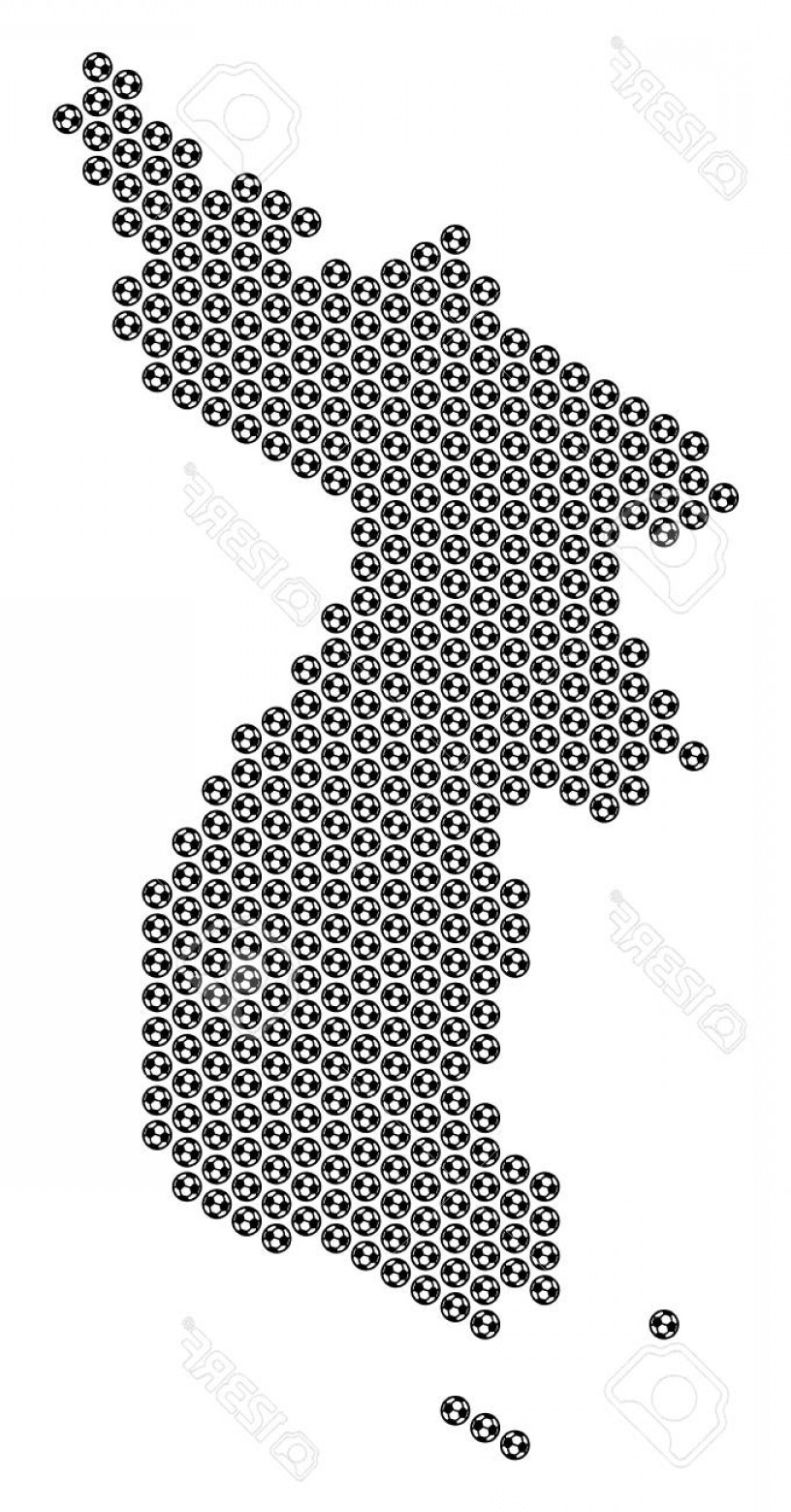 816x1560 Photostock Vector Football Ball North And South Korea Map Vector