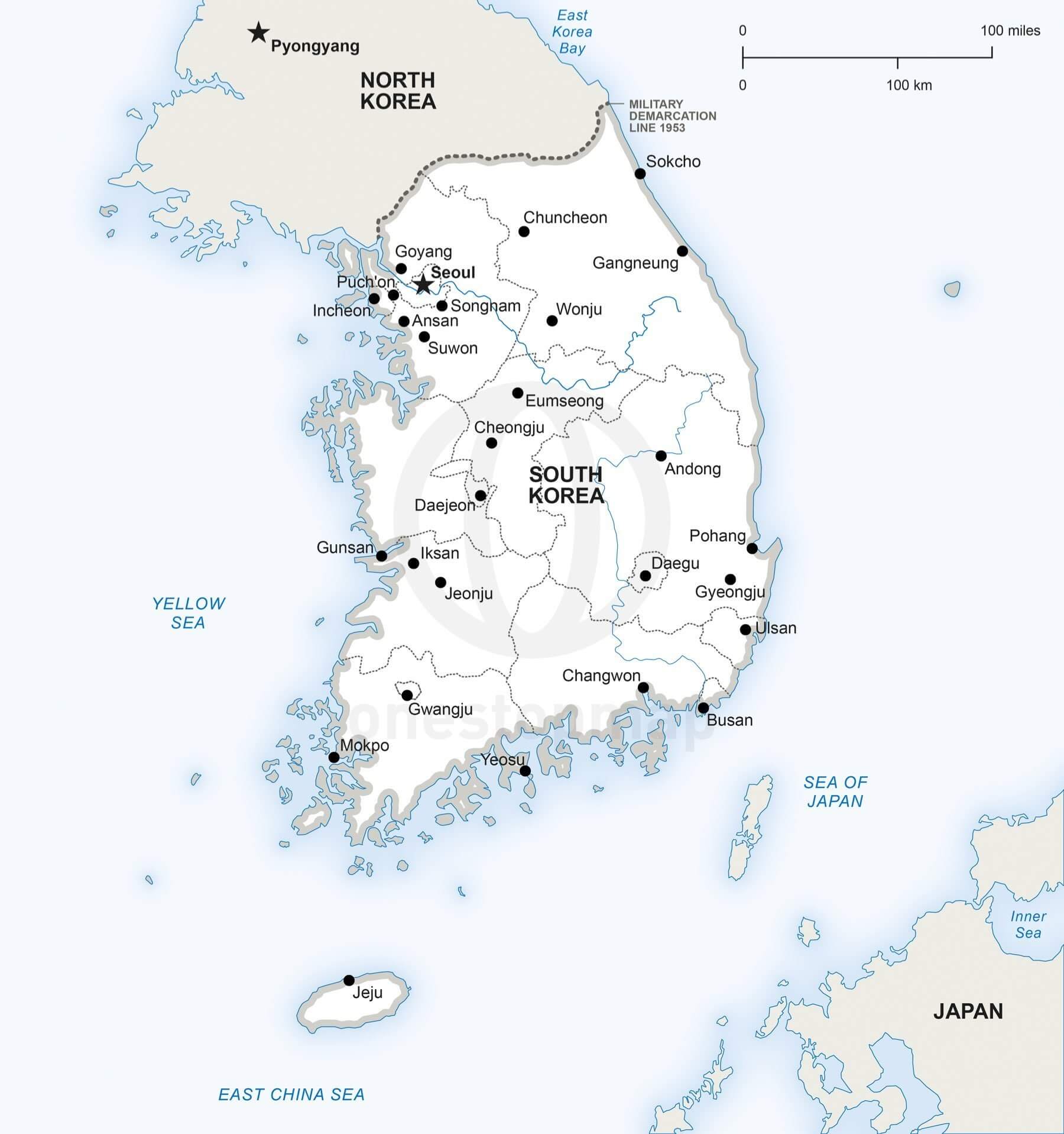 1800x1917 Vector Map Of South Korea Political One Stop Map