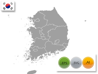 340x255 Kr South Korea Province Vector Map