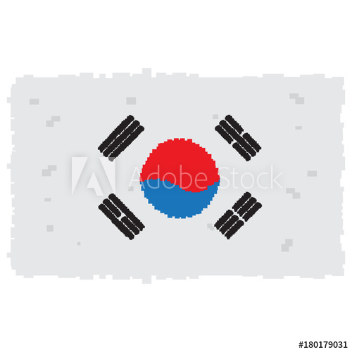 500x500 Pixelated Flag Of South Korea, Vector Illustration