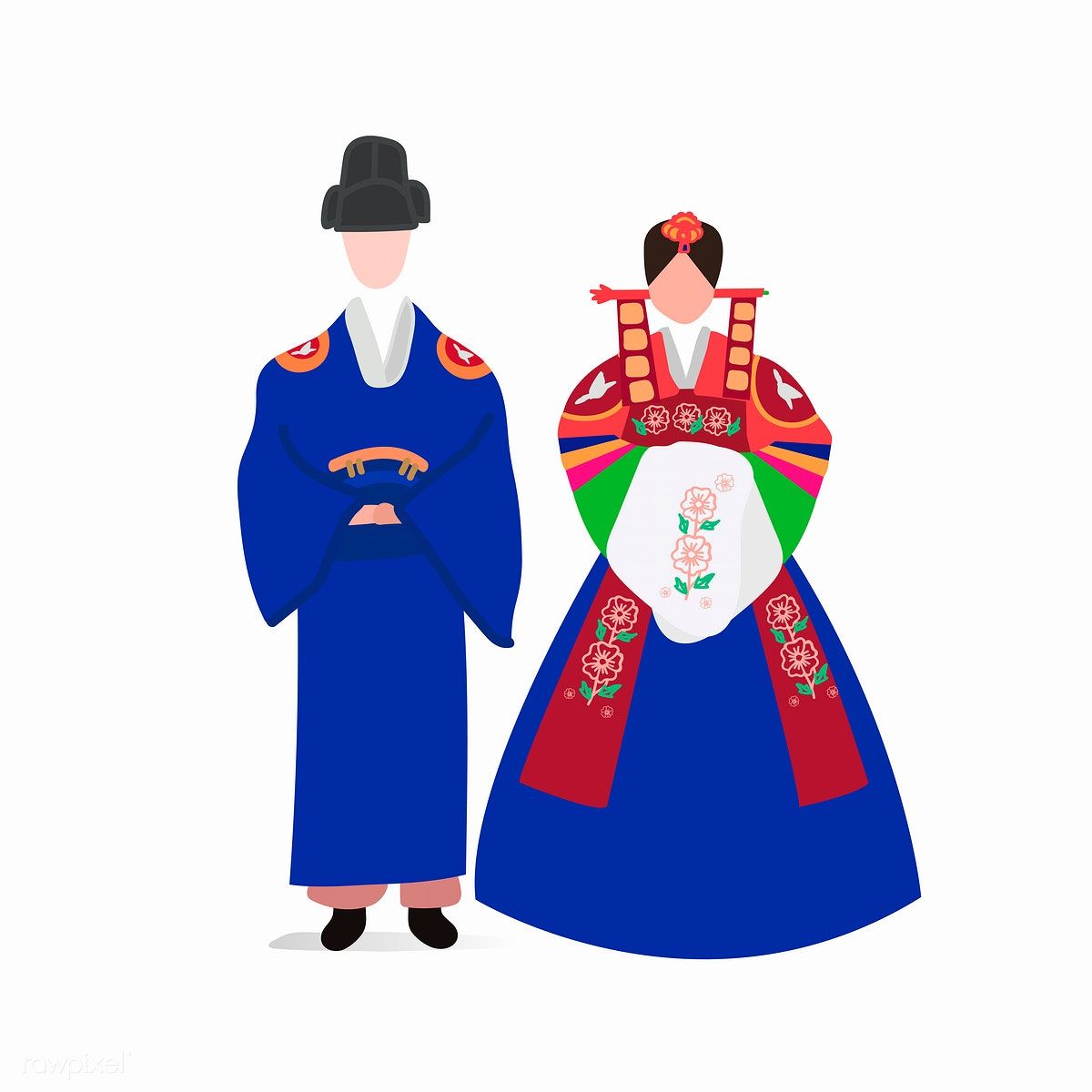 1200x1200 South Korean Traditional Wedding Dress Vector Premium Image