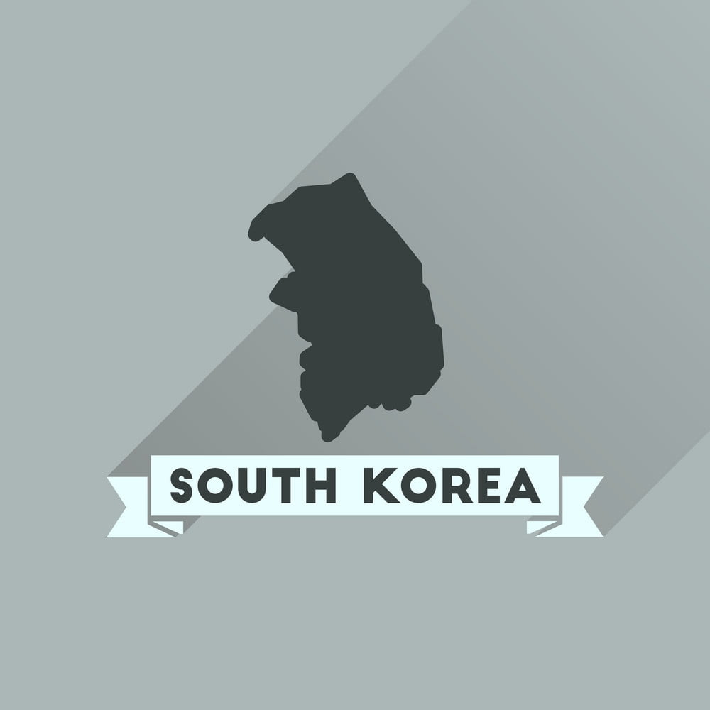 1000x1000 Flat Icon With Long Shadow Map South Korea Vector