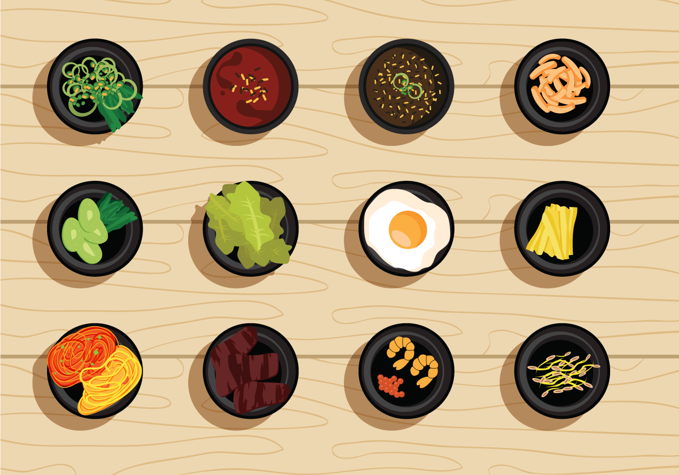 1400x980 Korean Food Free Vector Art