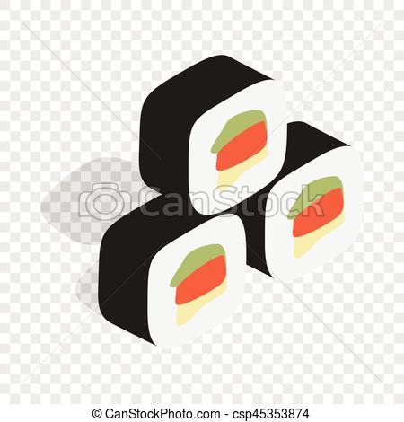 450x470 Korean Food Kimbap Isometric Icon Korean Traditional Food