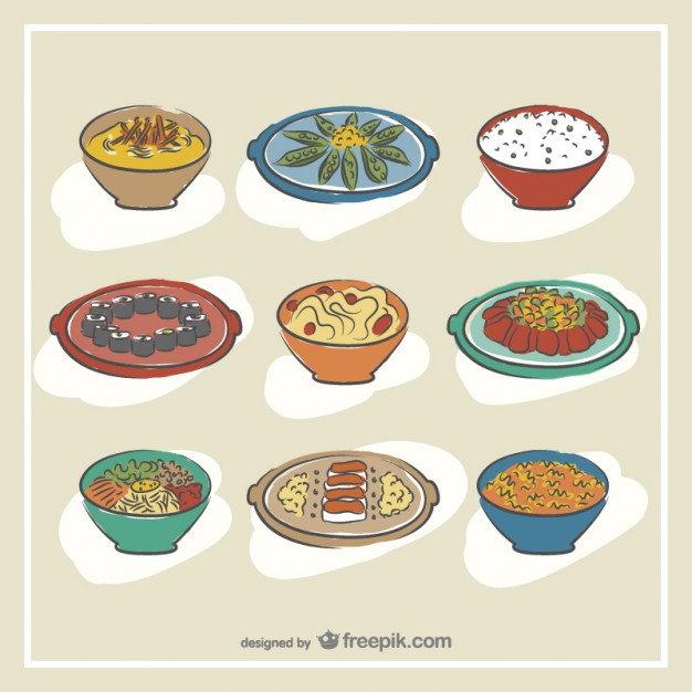 626x626 Hand Drawn Korean Food Vector Free Download