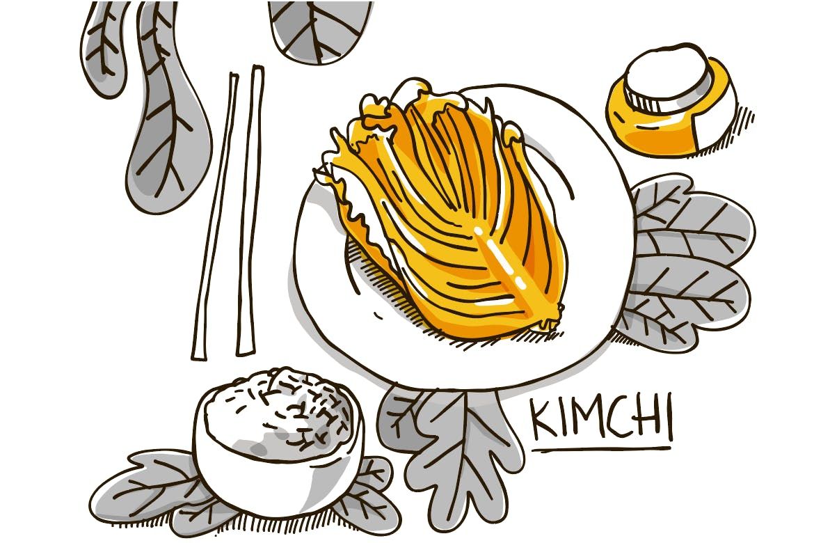 1170x780 Kimchi Famous Healthy Korean Food Vector Illustration