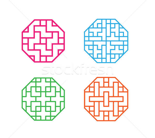 Set Of Octagon Korean Pattern Window Frame Vector Illustration 600x533 Set Of Octagon Korean Pattern Window Frame Vector Illustration