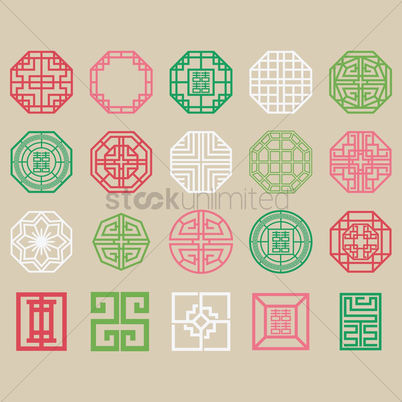 Set Of Traditional Korean Patterns Vector Image 1300x1300 Set Of Traditional Korean Patterns Vector Image