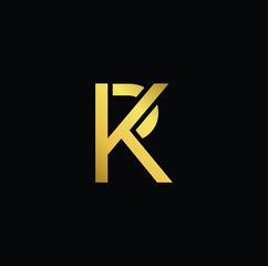 242x240 Initial Gold Letter Kp Pk Logo Design With Black Background Vector