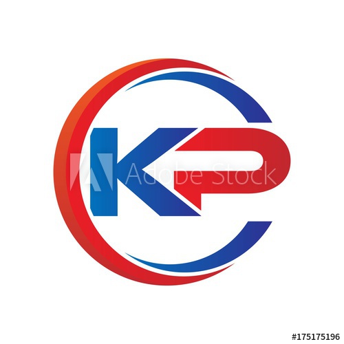 500x500 Kp Logo Vector Modern Initial Swoosh Circle Blue And Red