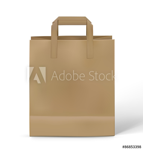 478x500 Kraft Paper Bag Isolated On White Background Vector Illustration