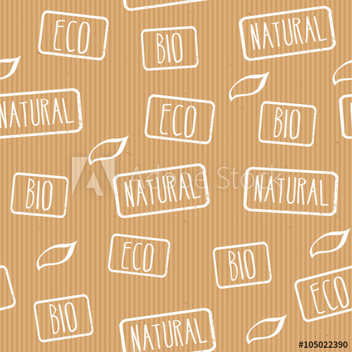 500x500 Seamless Vector Texture Kraft Paper With Stamps Eco, Natural, Bio