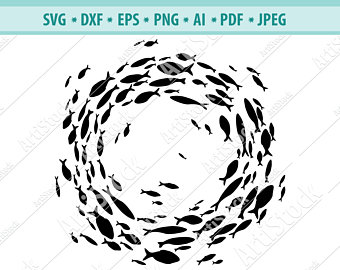 340x270 Fish School Stencil Etsy