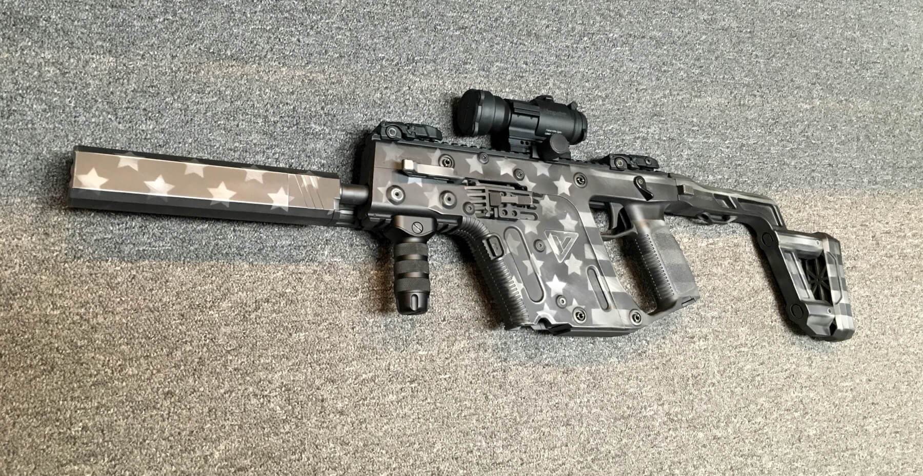 1800x929 Kriss Vector Stars And Stripes Greyscale Custom Cerakote Foley