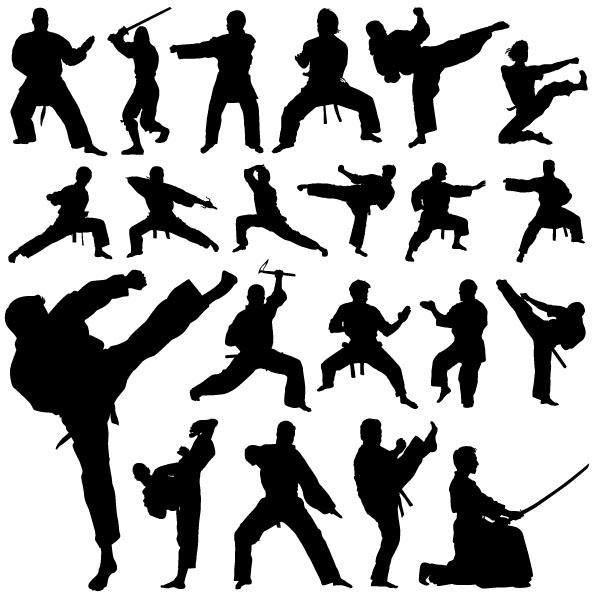 595x596 Kung Fu Action Silhouette