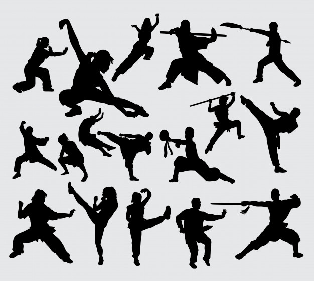 626x561 Kungfu Martial Art Silhouette Vector Premium Download