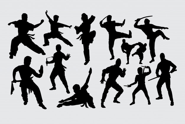 626x418 Martial Art Kungfu Ninja Silhouette Vector Premium Download