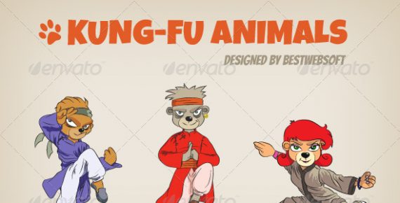 570x290 Kung Fu Animals Vector Characters Bestwebsoft