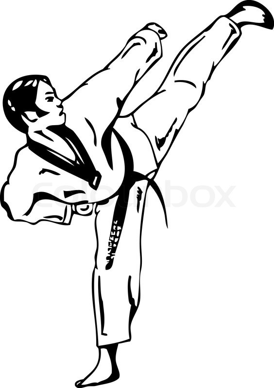 564x800 Vector Man Silhouettes Fighting Kung Stock Vector Colourbox