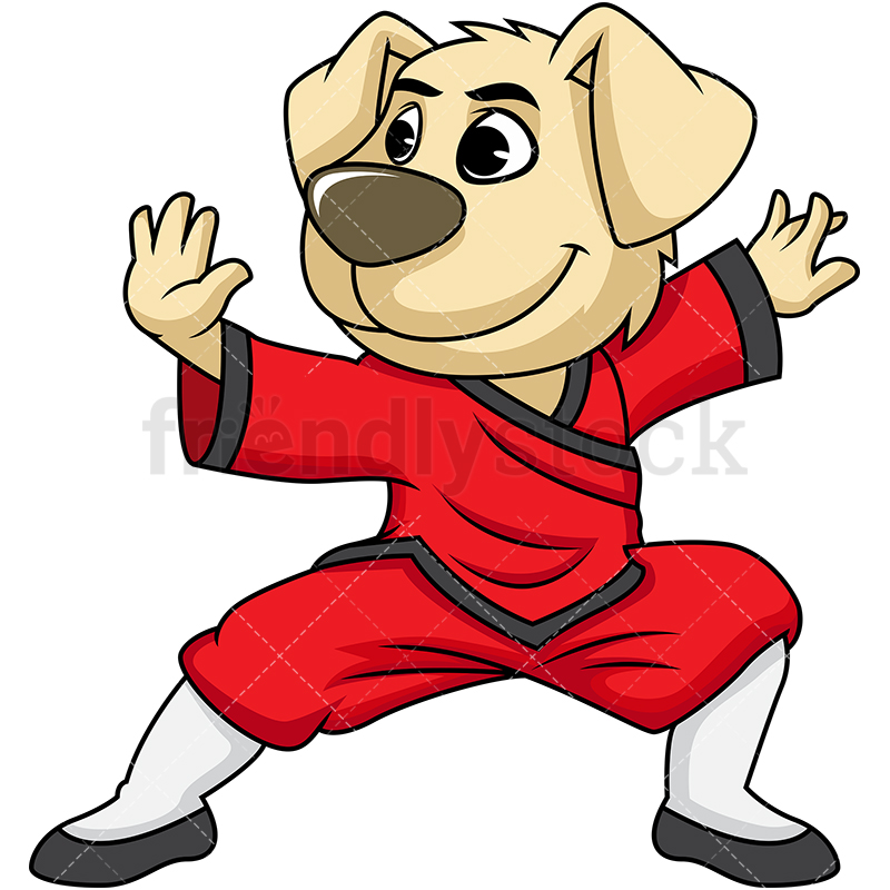 800x800 Dog Mascot Doing Kung Fu Cartoon Vector Clipart