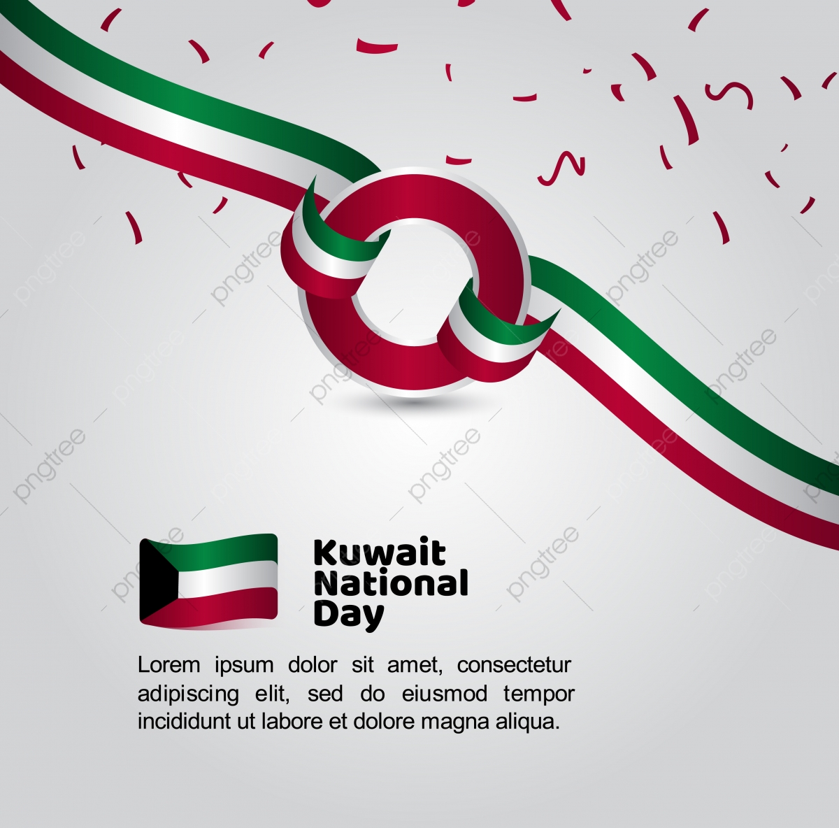 1200x1184 Kuwait National Day Flag Vector Template Design Illustration