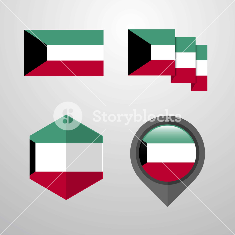 1000x1000 Kuwait Flag Design Set Vector Royalty Free Stock Image