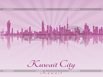 400x300 Kuwait City Skyline In Purple Radiant Stock Vector Graphics