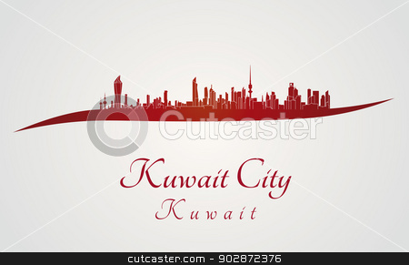 450x291 Kuwait City Skyline In Red Stock Vector