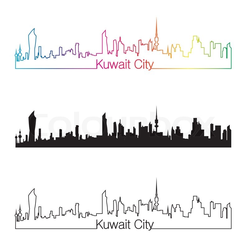 800x800 Kuwait City Skyline Linear Style With Stock Vector Colourbox
