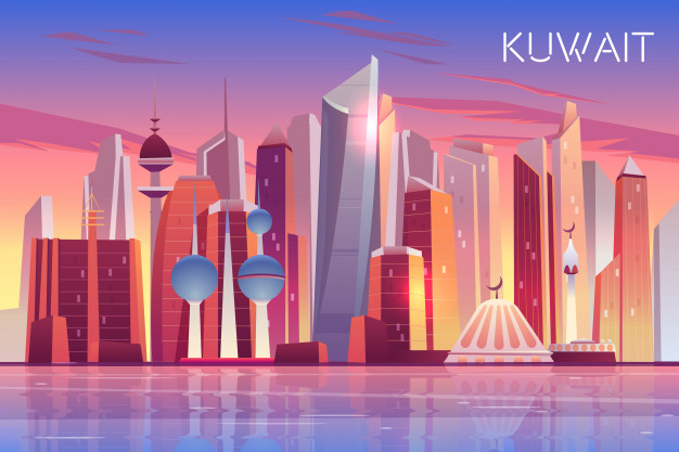 626x417 Kuwait City Skyline Modern Arab State Panoramic Background Vector