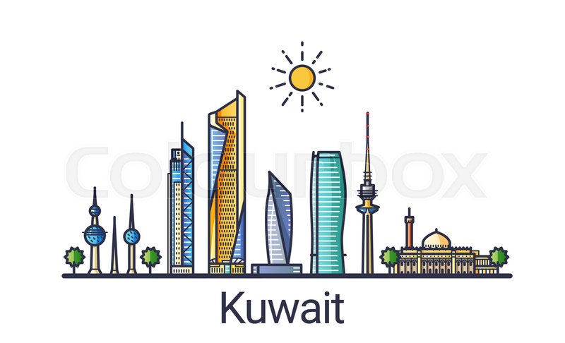 800x486 Banner Of Kuwait City Skyline In Flat Stock Vector Colourbox