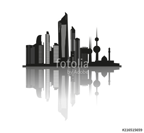 500x462 Kuwait Skyline Vector Illustration Stock Image And Royalty Free