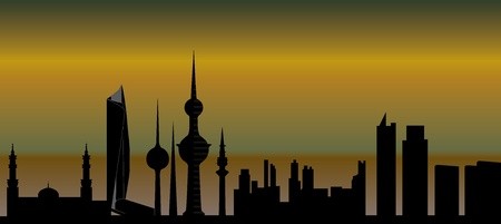 450x201 Kuwait Skyline Royalty Free Vector Graphics