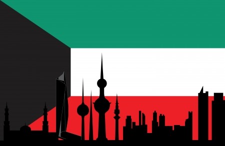 450x292 Kuwait Skyline With Flag Royalty Free Vector Graphics