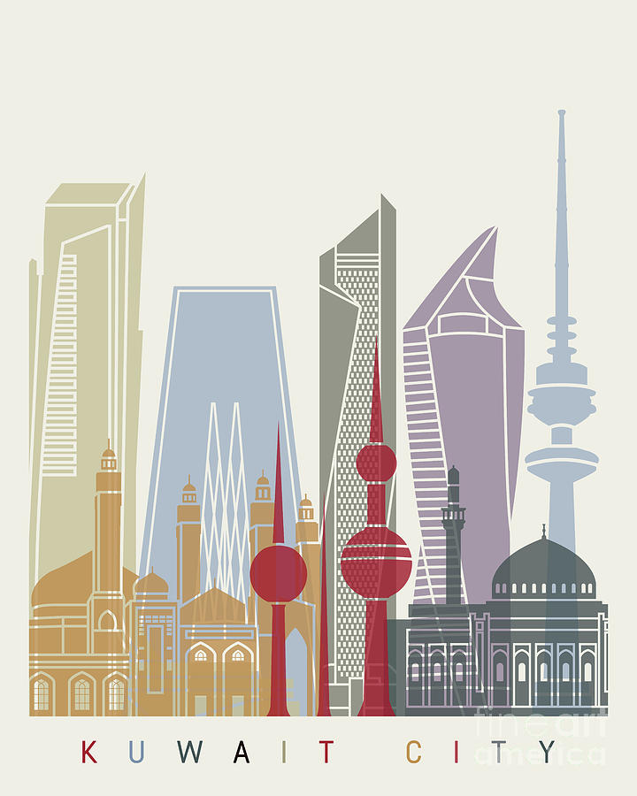 720x900 Kuwait City Skyline Poster Painting