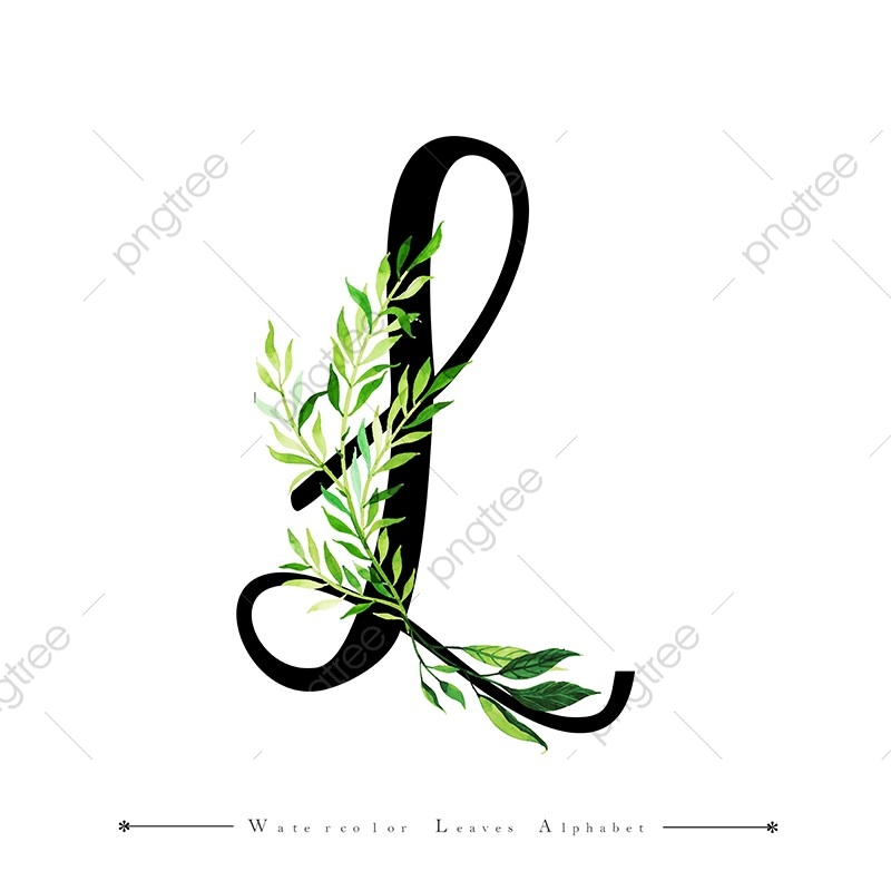 800x800 Letter L With Watercolor Leaves Background, Watercolor, Color