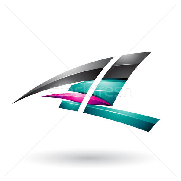 600x600 Black And Magenta Dynamic Glossy Flying Letter A And L Vector Il