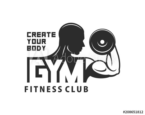 500x397 Gym Logo Template Bodybuilding And Fitness Club Monochrome Style