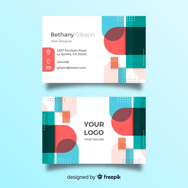 626x626 Business Card Template With Abstract Shapes Vector Free Download
