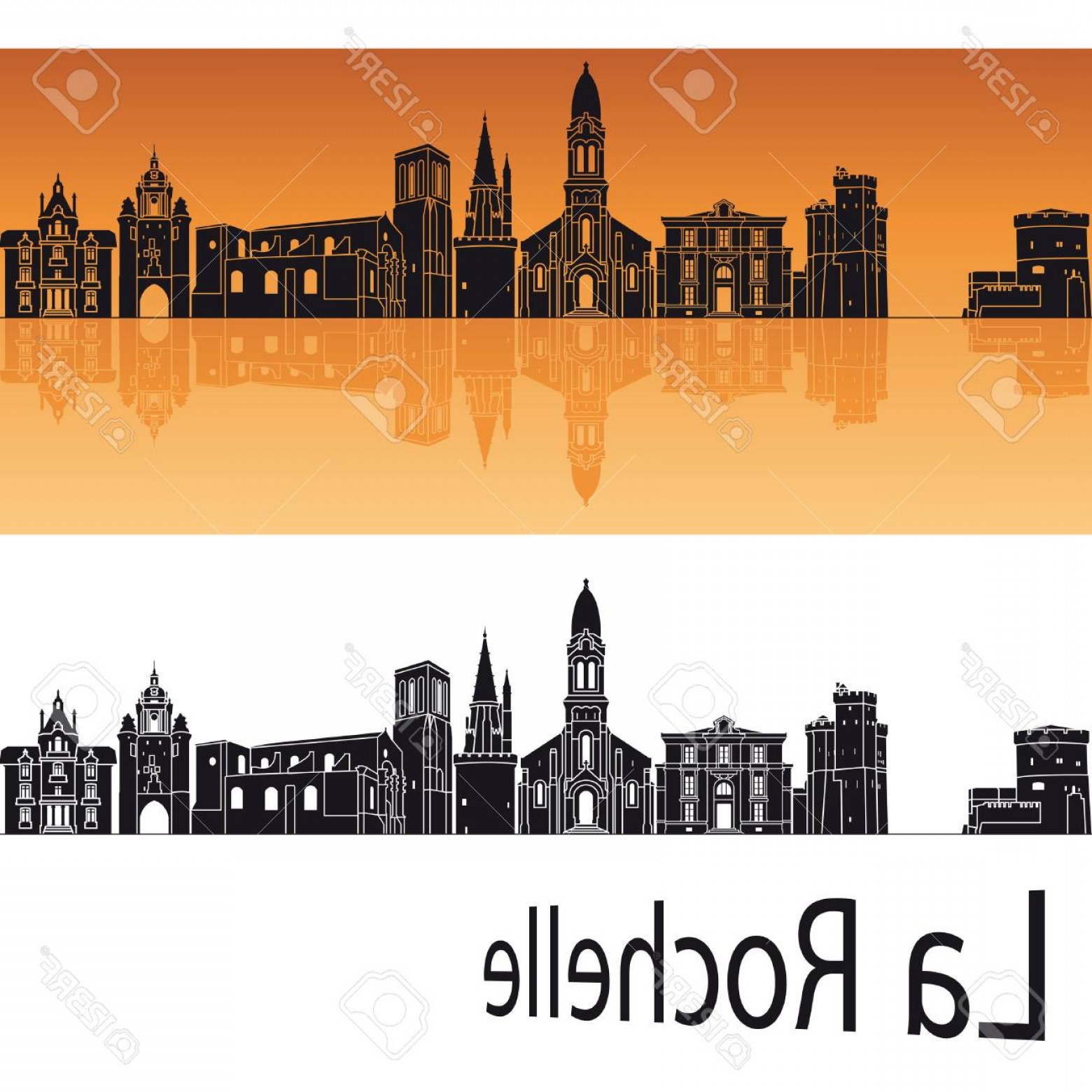1560x1560 Photostock Vector La Rochelle Skyline In Orange Background