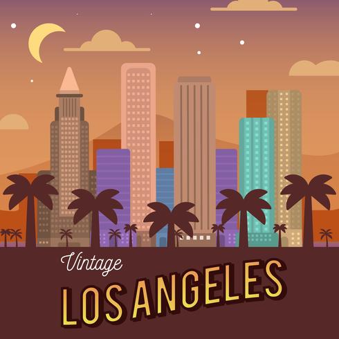 490x490 Vintage Los Angeles Skyline Vector Illustration