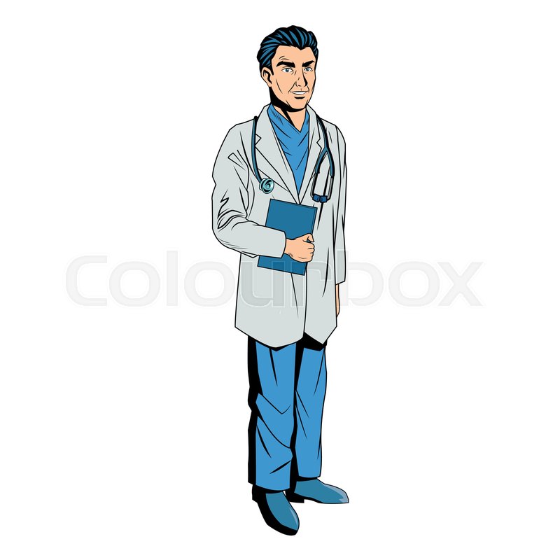 800x800 Male Doctor With Lab Coat In His Stock Vector Colourbox