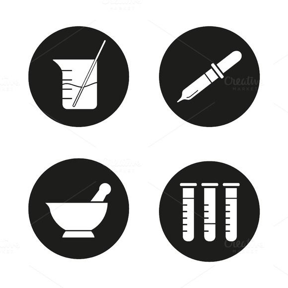 580x580 Chemical Laboratory Icons Vector
