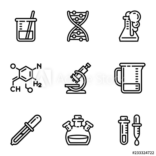 500x500 Chemistry Lab Icon Set Outline Set Of Chemistry Lab Vector
