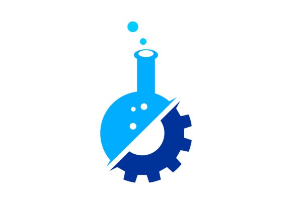 580x406 Science Lab With Gear Logo Vector Graphic