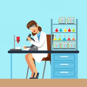 300x300 Scientist Woman Working Research In Chemical Lab Vector Catchsplace