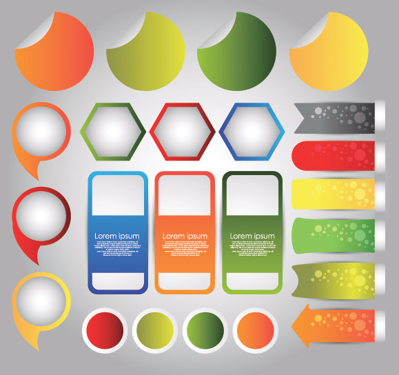 579x544 Colorful Sticker Label Design Vector Material